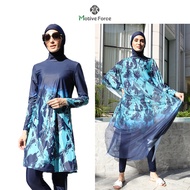 Muslimah Swimming Women Baju Renang Long Sleeve Plus Size Swimwear 3/4 piece set