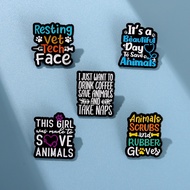 Creative Text Enamel Pins Alphabet Save Animals Lapel Brooches Badge Cute Cat Paw Print Brooch Pin Jewelry Accessory Gift