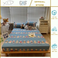 Bộ Ga Giường Kèm 2 Vỏ Gối Nằm Cotton Poly CAS Decor Ga Gối Gấu Xanh Đủ Kích Thước 1m2 1m4 1m6 1m