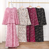 Pickone Fashion BAJU KURUNG MODEN MUSLIMAH Chiffon Floral Baju Raya Perempuan Viral Tunang Elegant F