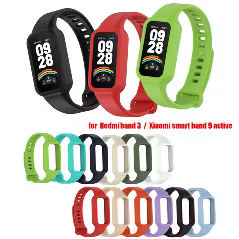 Silicone Strap for Redmi Band 3 Xiaomi Smart Band 9 Active Waterproof Sport Smart Watch Band Fashion