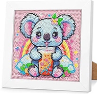 Koalas Diamond Painting Set Adults, 5D Diamond Art Paintings with Frame, 15 x 15 cm, Cute Cartoon An