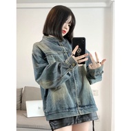 Áo khoác jean dài tay dáng dài phong cách douyin thời trang nữ Famos