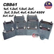 CBB61 Air Cond Capacitor 1uf 1.2uf 1.5uf 2uf 3uf 3.5uf 4uf 4.5uf 5uf 6uf 450v capacitor