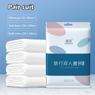 Travel Disposable Bedsheet Set with Quilt Cover Pillow Case Hotel Bedding Set Disposable Bath Towel
