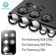 Kingzalin แหวนเลนส์โลหะแก้วสำหรับ Samsung Galaxy S24ultra S24 + ตัวปกป้องกล้องถ่ายรูป S24เลนส์แก้วแหวนโลหะสำหรับ S24 Samsung Galaxy อัลตร้า