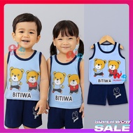 Budak Singlet Set Kanak Fashion Baby Cute Vest Suits 2pcs Set Cartoon Two-Piece Murah Kualiti Perfec