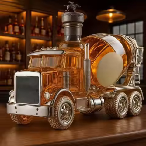Creative Transparent Glass Cement Mixer Miniature Model Decorative Item, Vodka and Whisky Pourer, Wi