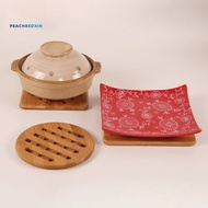 PEK-Wooden Square Round Hollow Coffee Tea Cup Coasters Heat Insulation Table Pad