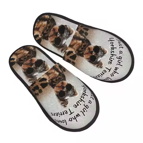 Custom Just A Girl Who Loves Yorkies Guest Slippers for Bathroom Women Yorkshire Terrier House Slipp