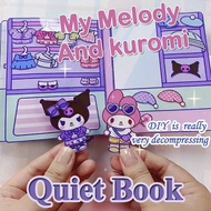 Quiet Book Montessori Toys for Girls 3-6 Years KUROMI Melody DIY Educational Puzzle Sticker Book Busy Book for Kids Halloween Christmas Themed Toys