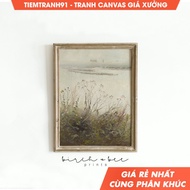 Tranh treo tường Vintage Botanical Oil Painting Foggy River Wall Art Antique Floral tặng kèm đinh