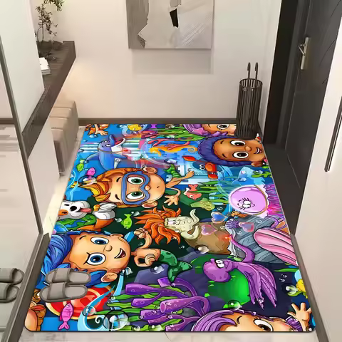 Bubble Guppies Floor Mat Non-Slip Laundry Room Mat Laundry Decor Balcony Child Living Room Bedside M