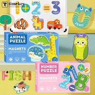 TIMEKEY Kids Magnetic Stickers Puzzle Letters Numbers Fruits Dinosaur Animal Traffic Refrigerator Ea