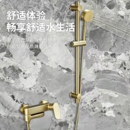 Shower Head with Thermostatic Pressure Boost, All-Copper Handheld Gold Simple Shower Set, Detachable