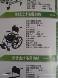 傾斜式沐浴便廁椅連腳踏