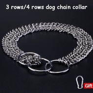 3 Rows/4 Rows Stainless Steel Big Dog Chain Collar Doberman Rottweiler Cane Corso Dog Control Collar