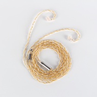 [Op009] XINHS 4 Core ซิลเวอร์โกลด์ผสมเงินชุบทองแดงคริสตัลเดี่ยว5N อัพเกรดลวดหูฟังสายเคเบิลของแท้