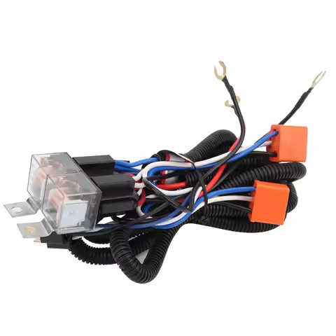 DC 12V H4 Headlight Relay Harness Waterproof Cord Ceramic Headlamp Brightener Relay Wiring Harness K