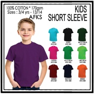 🔥HOT SALE🔥KID'S 100% cotton plain t-shirt (Purple)/T-SHIRT KOSONG