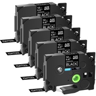 5 PK White on Black Aze 335 Label Tape Laminated Compatible For Brother Tze 335 12mm*8m Tape For Pri