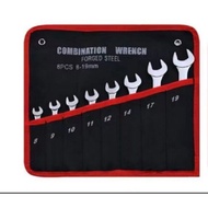 Open-End Ring Wrench Set 8 Pcs 8-19 mm