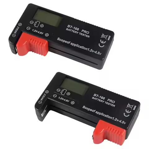 2 Pack Battery Tester Universal Digital LCD Tester AA AAA CD 9V 1.5V Button Cell Voltage Battery Vol