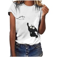 Catfish Pattern Light Weight Ladies Short Sleeve Round Neck T-Shirt - UM7D