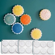 6-piece Snowskin Mooncake Mold Chinese Flower-Shaped Mousse Cake Silicone Mold