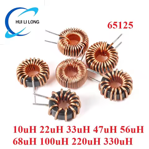 2pcs 65125 Iron Silicon Aluminum Magnetic Ring Inductor 10UH 22UH 33UH 47UH 56UH 68UH 100UH 220UH 33