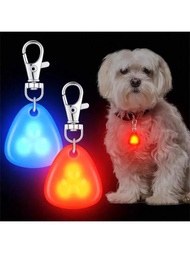 1入組 LED 寵物掛飾項圈，戶外散步用防水狗頸燈，矽膠 LED 狗頸圈狗標燈，夜間安全，電池包含在內
