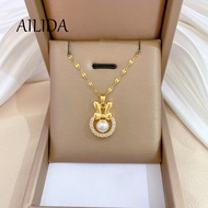 DALATI Titanium Steel Pearl Bow Necklace