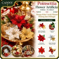 5head Red Poinsettia & Red Cherry , Christmas Flower 5 Head Per Bouquet / Christmas Flower