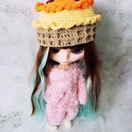 Blythe hat crochet orange yellow Ice Cream