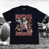 Joe Montana 49ers T-shirt Heavyweight Cotton Combad 16s Kaos NFL Basketball Vintage Bootleg