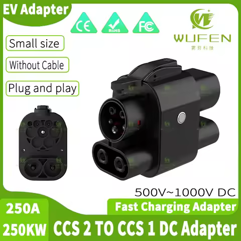 WUFEN CCS2 to CCS1 250A Adapter CCS Combo Charging Connector EV Charger Converter DC Fast Ev Chargin
