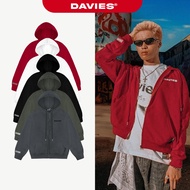 DAVIES crab leg felt zip hoodie for men and women, genuine loose form, big hat with zipper in many c