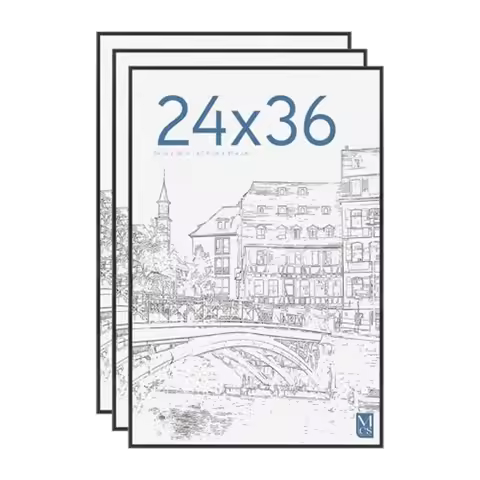 The Original Poster Frame 24"x36" Black - Shatter-Resistant Cover - 1/3" Profile - Lightweight - Ver