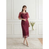 Dyllon Fashion -RYUKA Brocade Wedding Dress - Dress KoreanWanita - New Brocade Midi Tile Dress - Ele