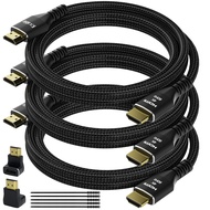 4K HDMI Cable 2 Feet (3 Pack), Ultra HD HDMI 2.0 Cable, Nylon Braided & Gold-Plated Connectors, 4K @
