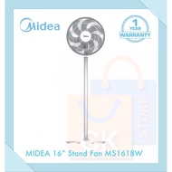 MIDEA 16” Stand Fan (2 Heights Convertible/ 7 Bladed) MS1618W | MS 1618W (1 Year Warranty)