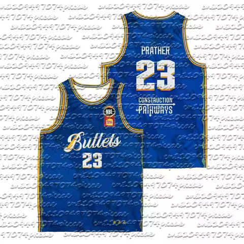 25/26 New Bullets Trendy Ink-Splatter Printed Basketball Jersey #23 Prather Adults & Kids Breathable