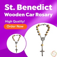 St Benedict Wooden Car Rosary/ Bracelet