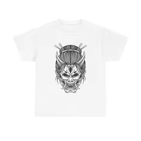 Oni Geisha Mask T Shirt japanese demon dark art horror gothic occult hellish