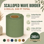 6 Rolls Scalloped Bulletin Board Border Waterproof Wave Edge Wall Trim 6cm x 12m Boho Colors Classro