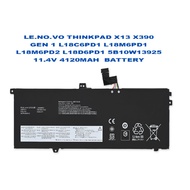 LE.NO.VO THINKPAD X13 X390 GEN 1 L18C6PD1 L18M6PD1 L18M6PD2 L18D6PD1 5B10W13925 11.4V 4120MAH  BATTE