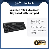 Logitech K250 Bluetooth Keyboard with Numpad, Easy Connectivity, Compact Wireless Keyboard