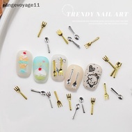 [LS] 50Pcs Mixed Ins Niche Tableware Series Spoon Fork Nail 3D Metal Nail Mold Nail Decorations DIY 