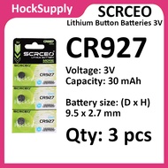 [3pcs] SCRCEO CR927 Lithium Cell Button Battery 3V