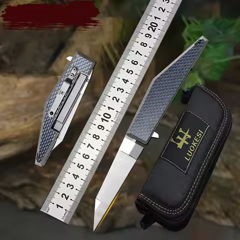 LUOKESI M390 Steel Carbon Fiber Handle Pocket Cutter Outdoor Camping Tool EDC